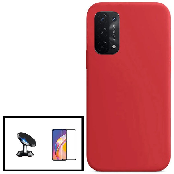 Kit Protector de Vidrio Templado Full Cover 5D con Funda y Soporte Magnético para Oppo A16