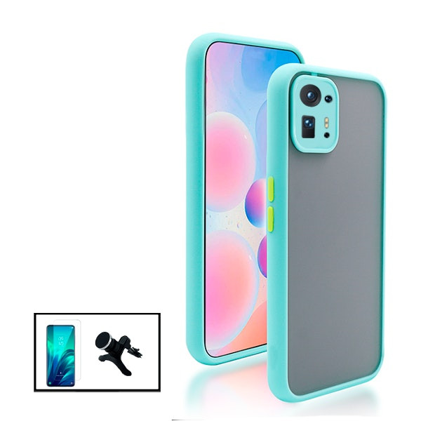 Shockproof Translucent Case with 5D Full Cover Screen Protector and Magnetic Car Mount for Xiaomi Mix 4