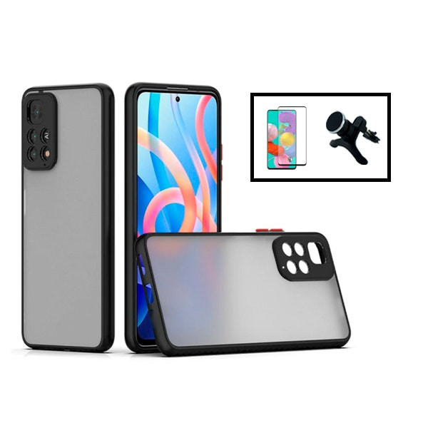 Kit funda antichoques con 5D full cover y soporte magnético para coche para Redmi Note 11E Pro
