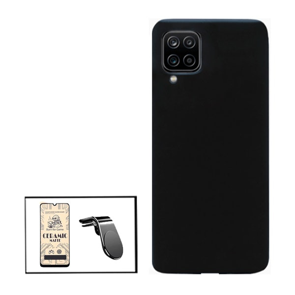 Protector CeramicGlass, funda silicona líquida y soporte magnético para Samsung Galaxy M12