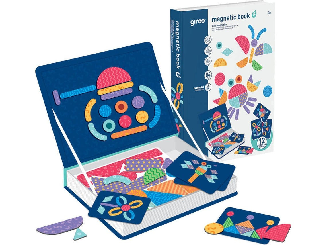 Libro magnético de formas geométricas con 6 cartas y 84 piezas