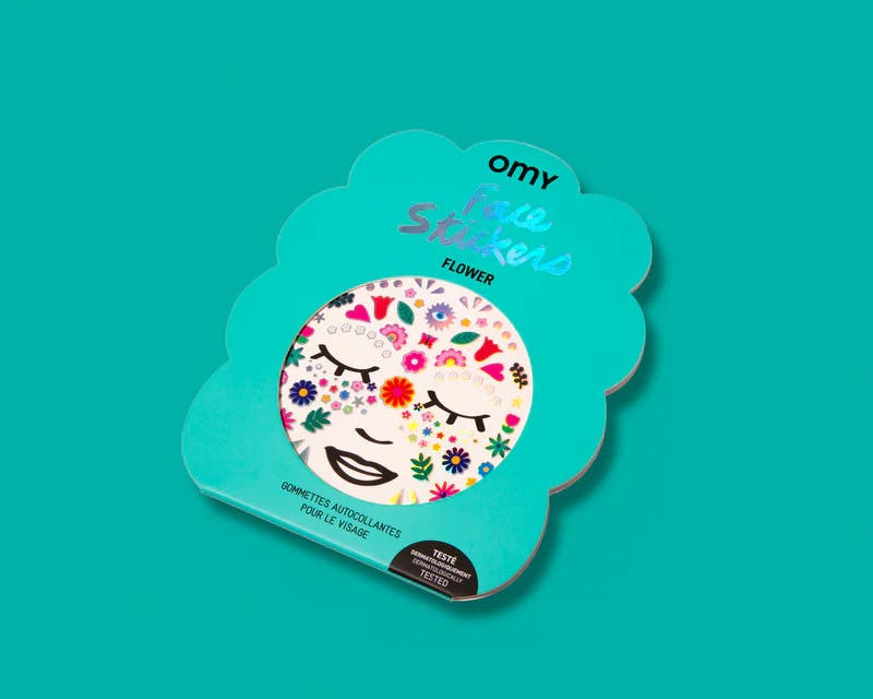 Face Stickers Flowers, 85 pieces, repositionable, dermatologically tested