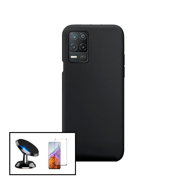Protector vidrio Full Cover 5D, funda silicona líquida y soporte magnético para Realme Narzo 30 5G