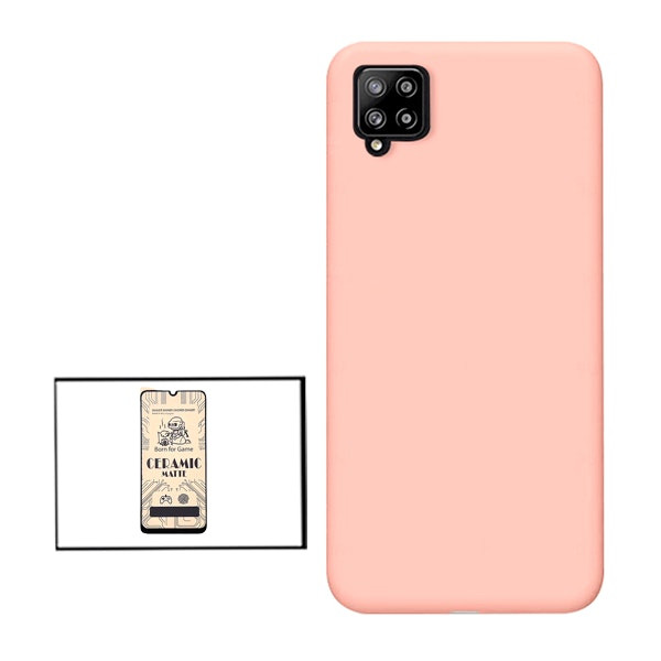 Protector CeramicGlass y Funda Silicona Líquida para Samsung Galaxy A12