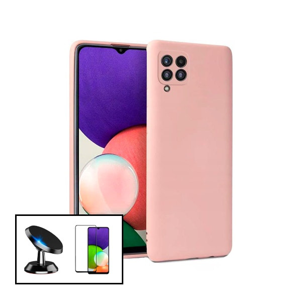 Kit protector de vidrio, funda de silicona y soporte magnético para Samsung Galaxy A22