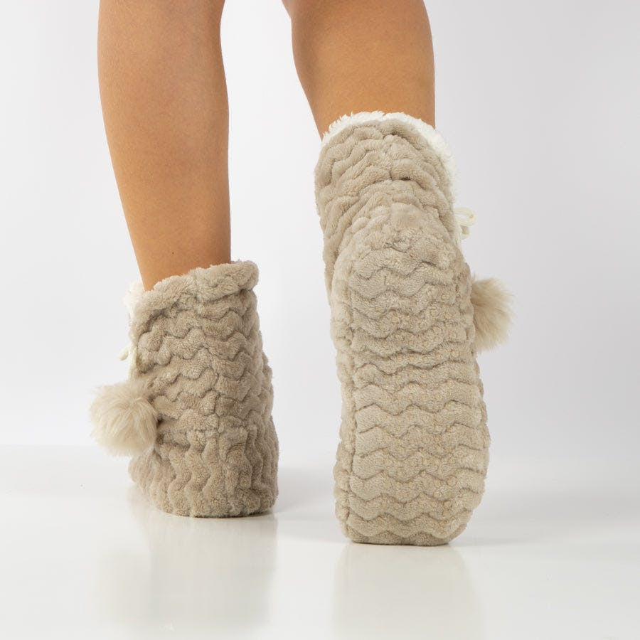 Anti-slip slippers with plush interior