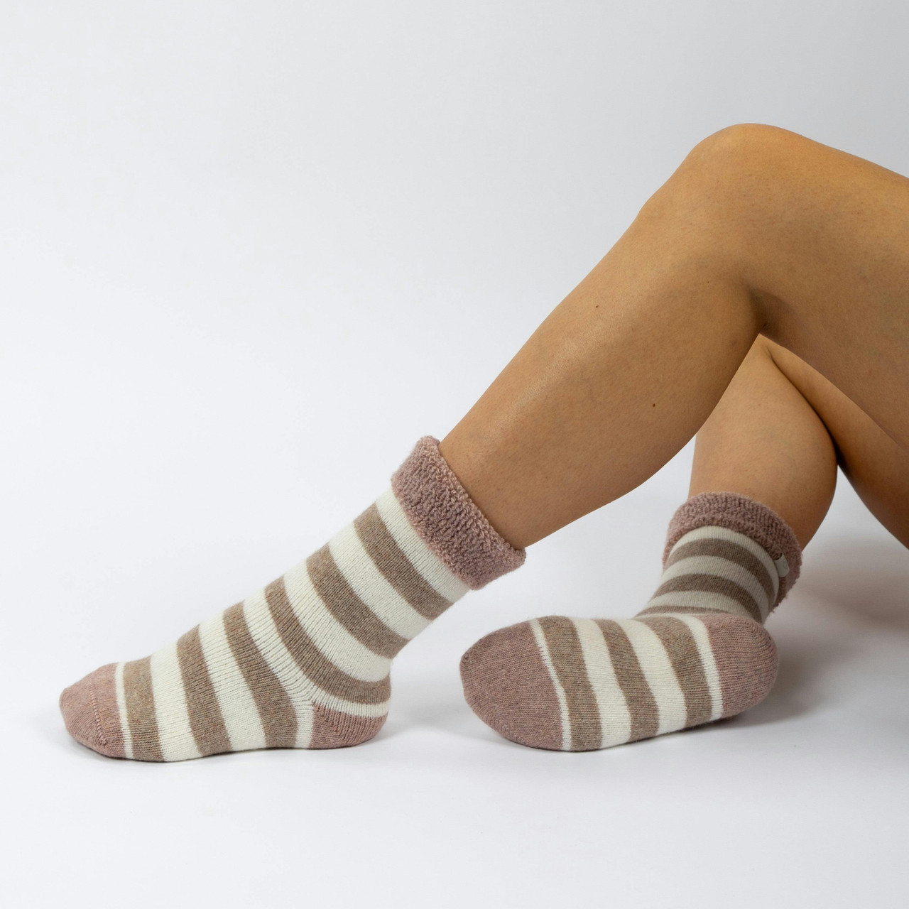 Lambswool striped socks - pink
