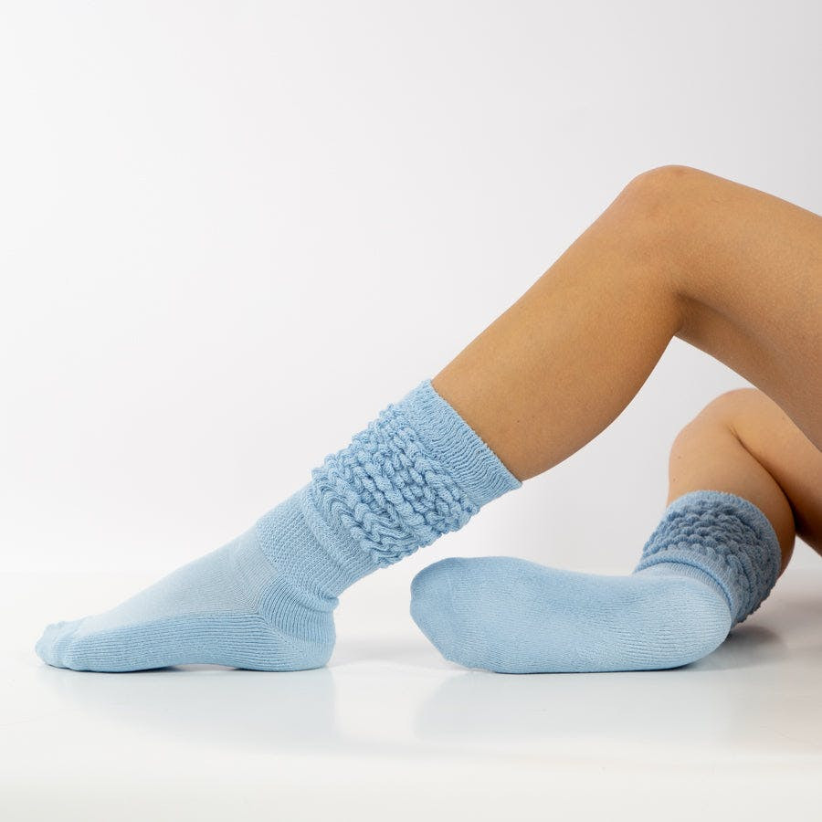 Calcetines polainas de malha de algodón azul