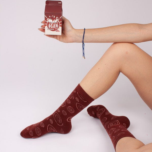 Calcetines de algodón 'Milk Choco' con diseño