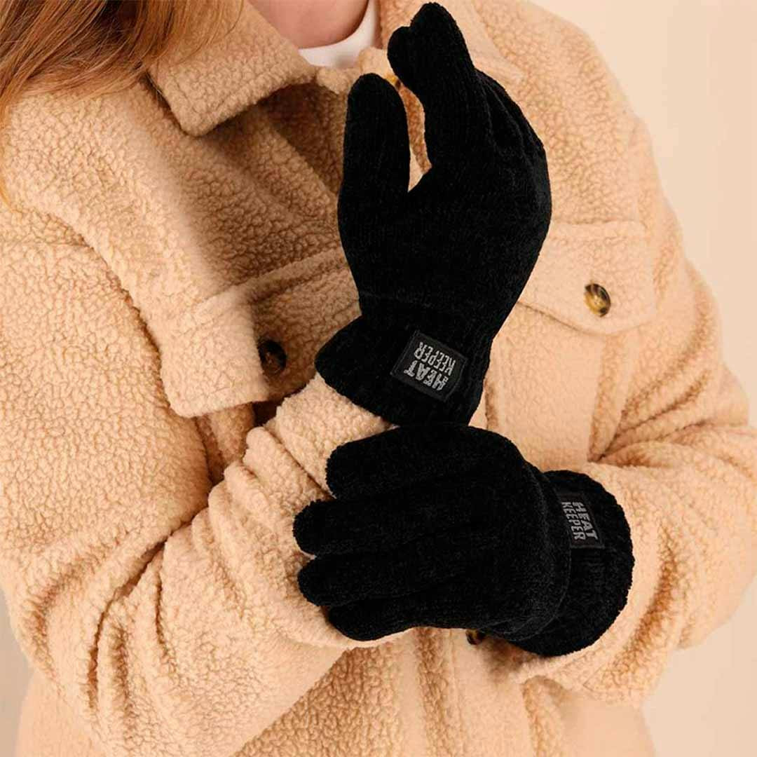 Thermal chenille gloves with fleece lining