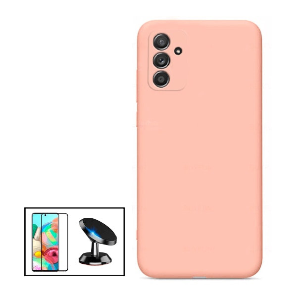 Kit protector de vidrio Full Cover 5D con funda de silicona y soporte magnético para Samsung Galaxy M52 5G