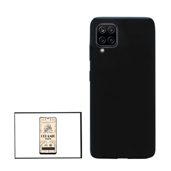 Protector CeramicGlass y funda de silicona líquida para Samsung Galaxy F12