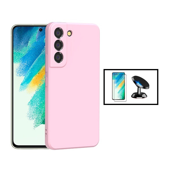 Protector vidrio 5D, funda silicona líquida y soporte magnético para Samsung Galaxy S22 5G