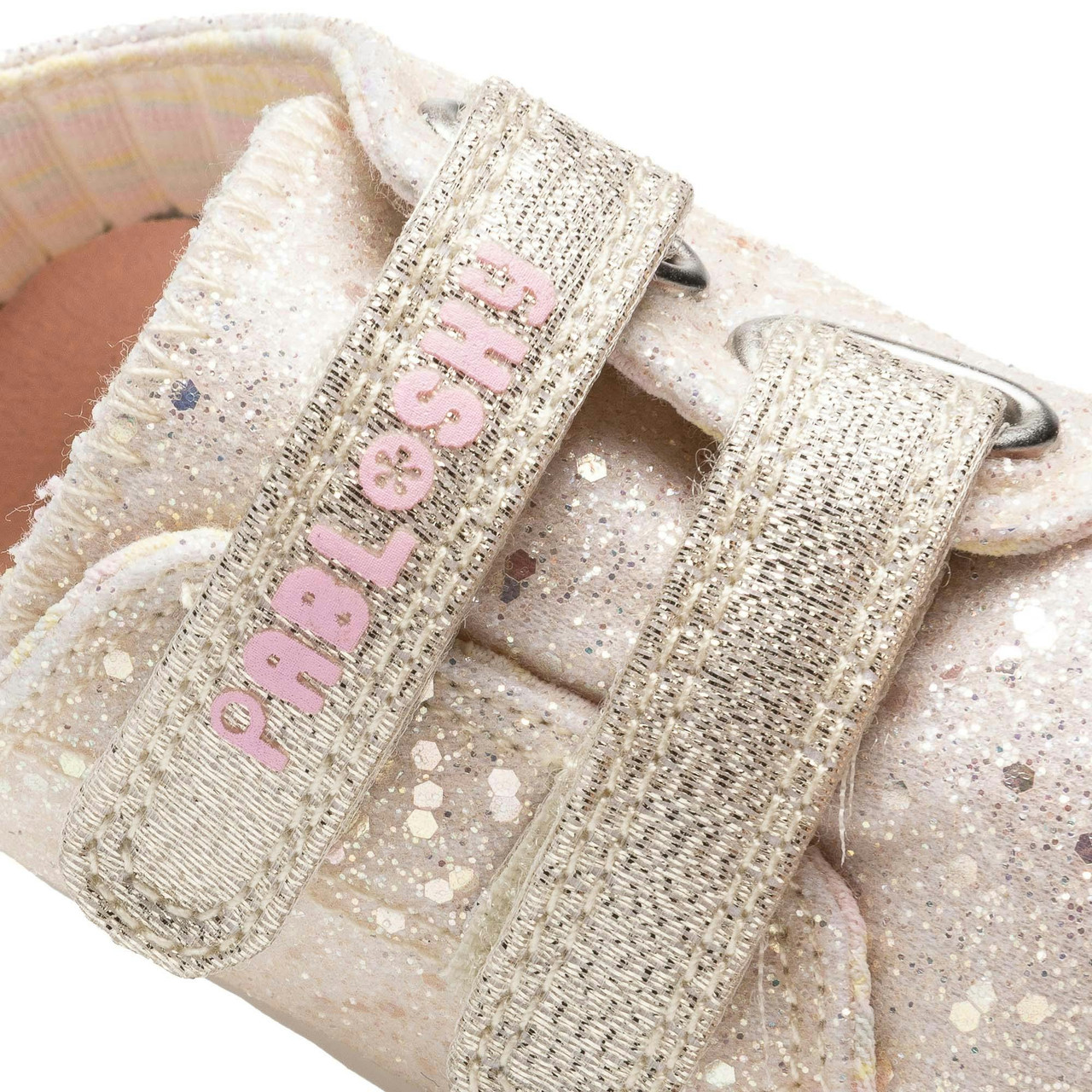 Zapatillas lona con glitter dorado
