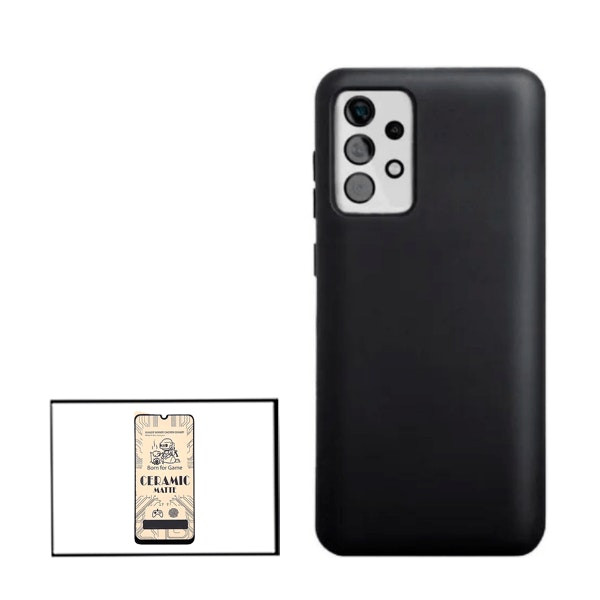Protector CeramicGlass y Funda de Silicona Líquida para Samsung Galaxy M32 5G