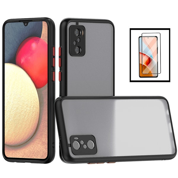 Shockproof translucent case with 5D protector for Xiaomi Poco F3 - Black