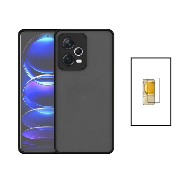 Shockproof case with camera protection and 5D screen protector for Poco X5