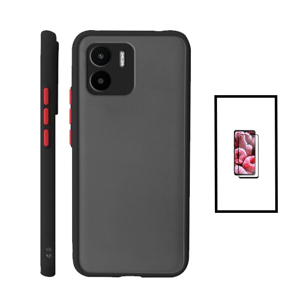 Funda antichoque translúcida con protección de cámara y vidrio 5D para Xiaomi Redmi A2