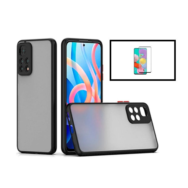 Funda translúcida antichoque con protección de cámara y cristal 5D para Xiaomi Redmi Note 11
