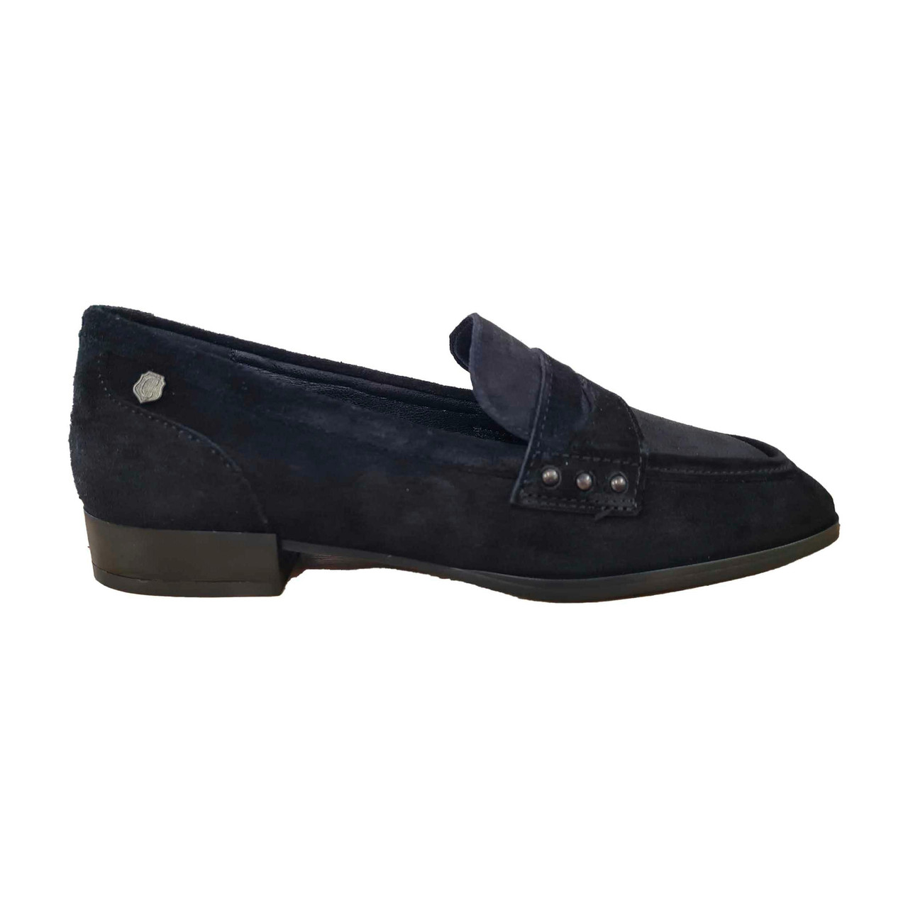 Mocasines en serraje con antifaz decorativo