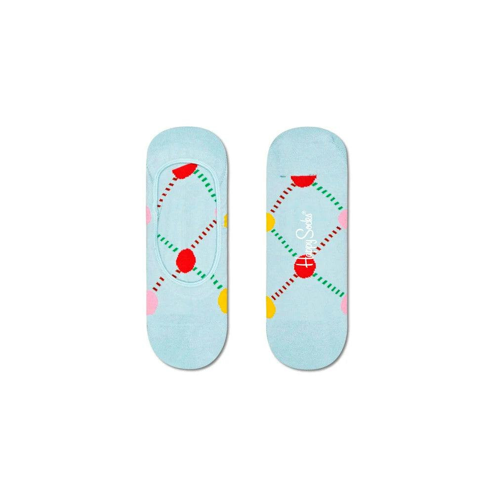 Meias invisíveis unissex Happy Sock com estampa de losangos e bolinhas.