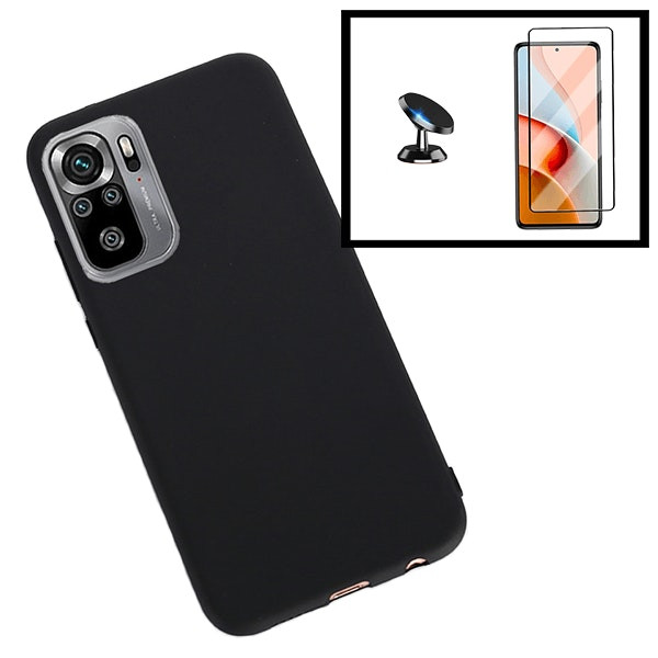 Kit de protección: vidrio Full Cover 5D, funda de silicona y soporte magnético para Poco M3 Pro