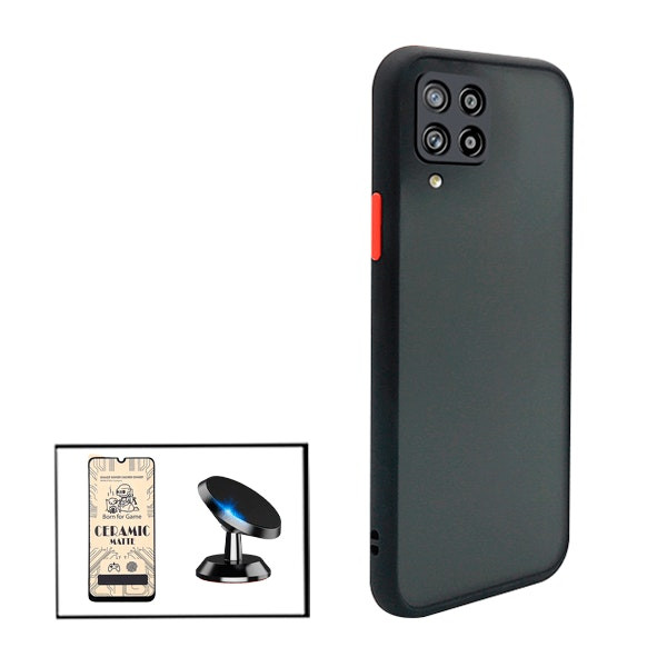 Funda antichoque translúcida con protector CeramicGlass y soporte magnético para Samsung Galaxy M12