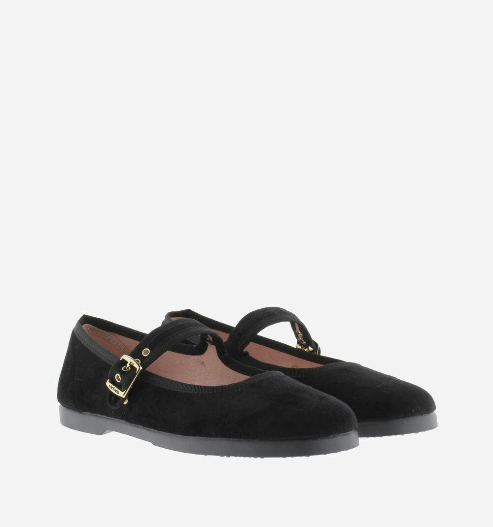 Gong-Fu velvet ballerina with buckle