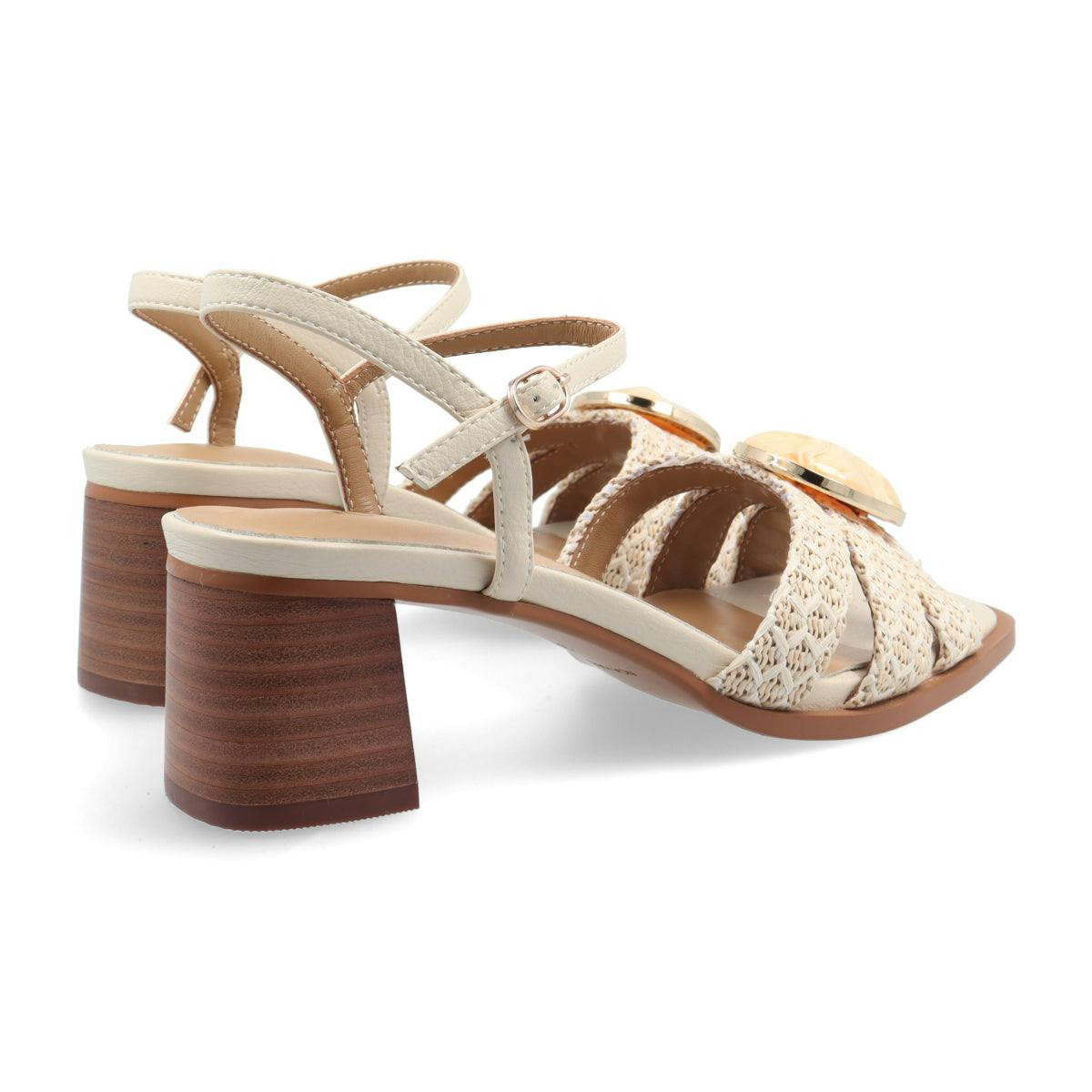 Sandalia de tacón Carmen en material sintético beige