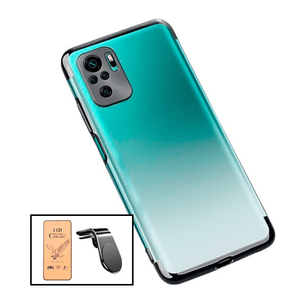 Kit Película CeramicGlass + Capa SlimArmor + Suporte Magnético L Safe Driving Carro para Xiaomi Redmi Note 10 Pro - Preto
