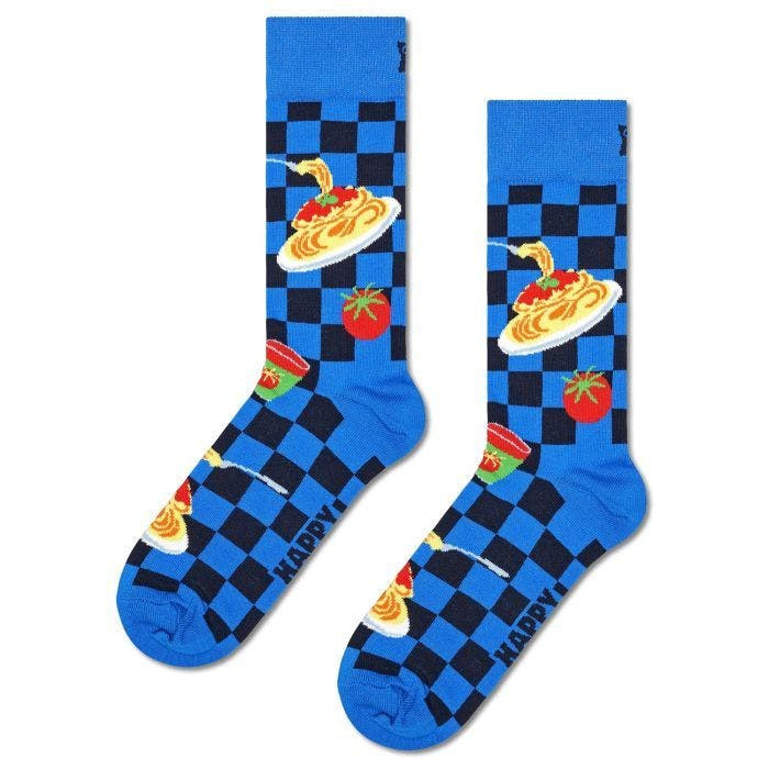 Calcetines con estampado espagueti en azul, algodón peinado