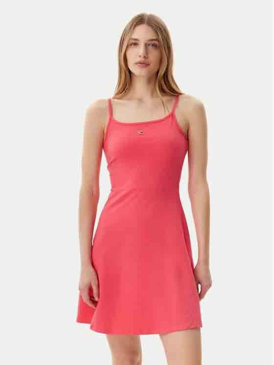 Tommy Jeans Ess Strap Flare Dress Vestido MIni Slim Mujer rosa