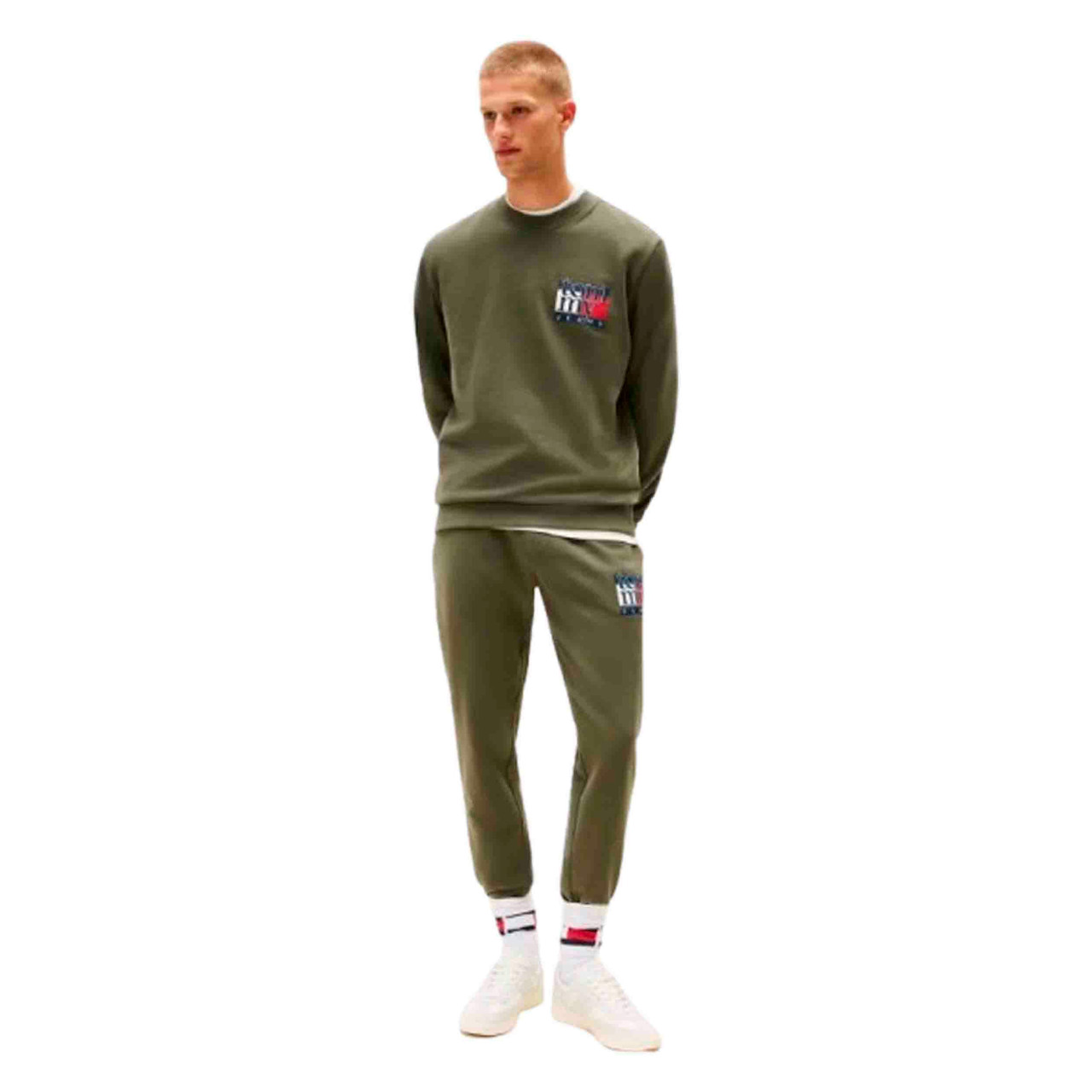 Crew sweatshirt with embroidered flag logo