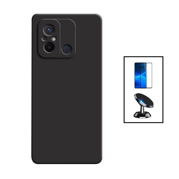 Protector de Vidrio Full Cover 5D y Funda de Silicona Líquida con Soporte Magnético
