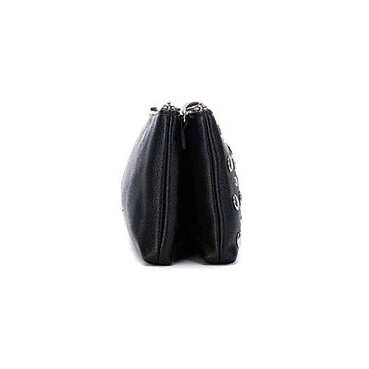 Reversible synthetic crossbody bag with double compartments