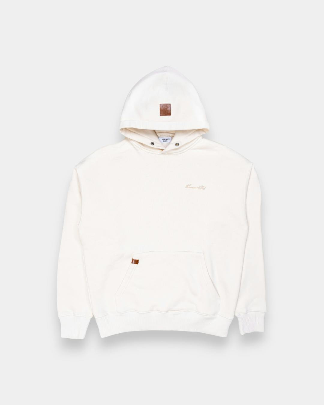 Hoodie en algodón orgánico, marfil, corte relajado
