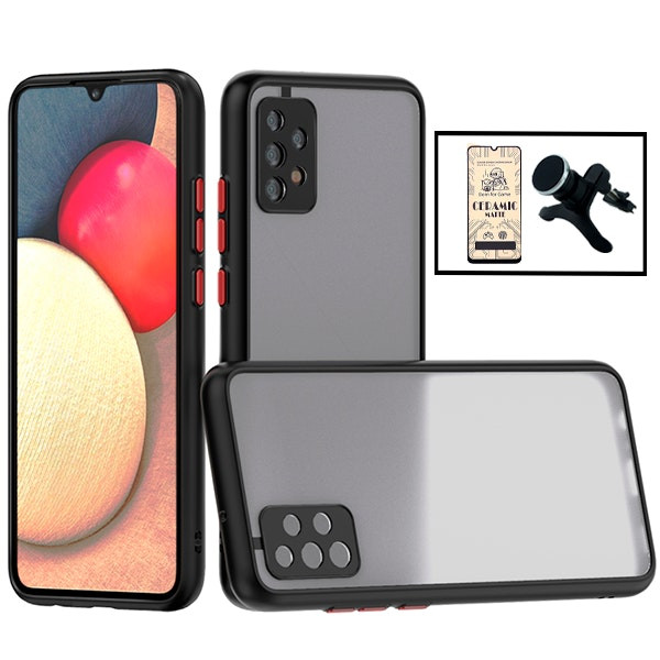 Kit funda antichoque + protector CeramicGlass + soporte magnético para Samsung Galaxy M32 5G - Negro