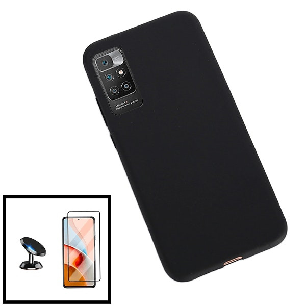 Protector vidrio templado 5D + funda silicona + soporte magnético para Redmi Note 11