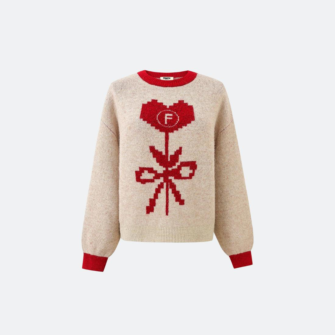 Knitted long-sleeve sweater with wool and alpaca blend