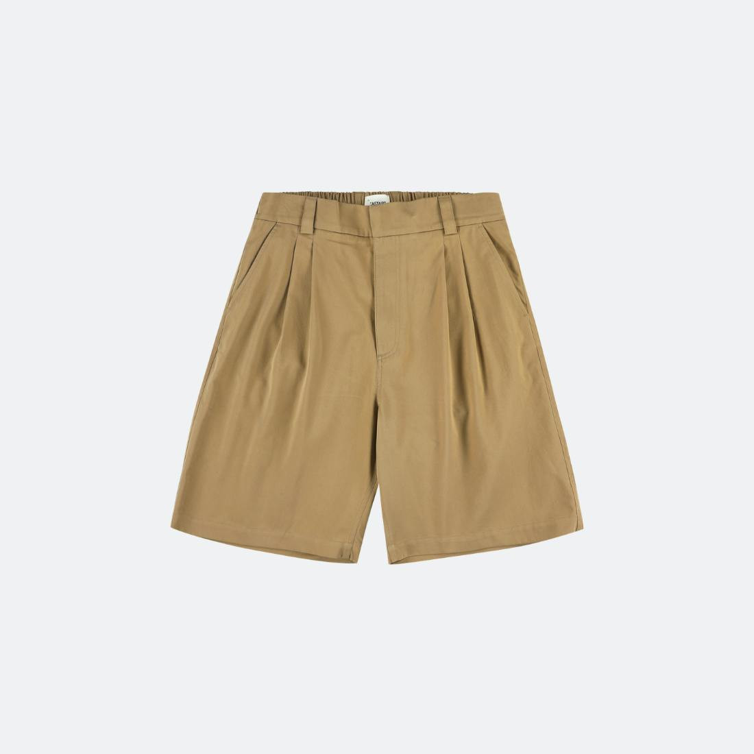 Shorts plisados en algodón orgánico beige