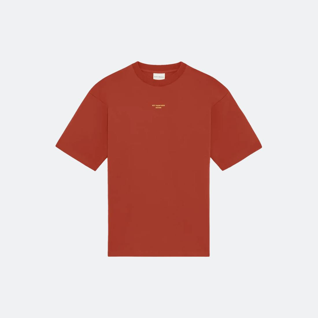 Camiseta con eslogan de algodón interlock rojo oscuro