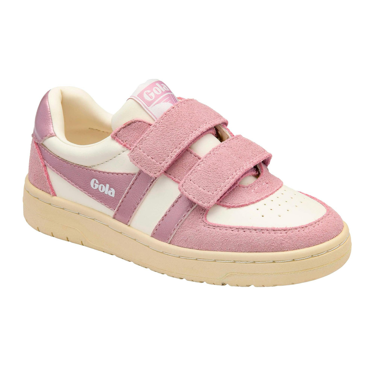 Hawk Mirror Strap zapatillas en blanco roto y rosa pastel