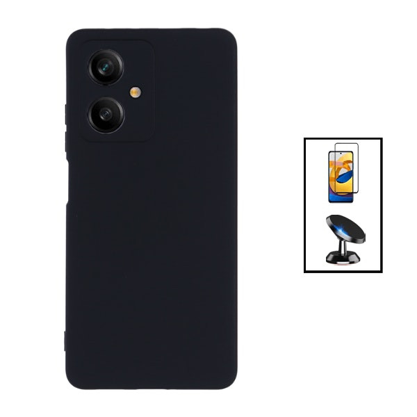 Tempered glass 5D full cover kit with silicone case and magnetic car mount for Redmi Note 12