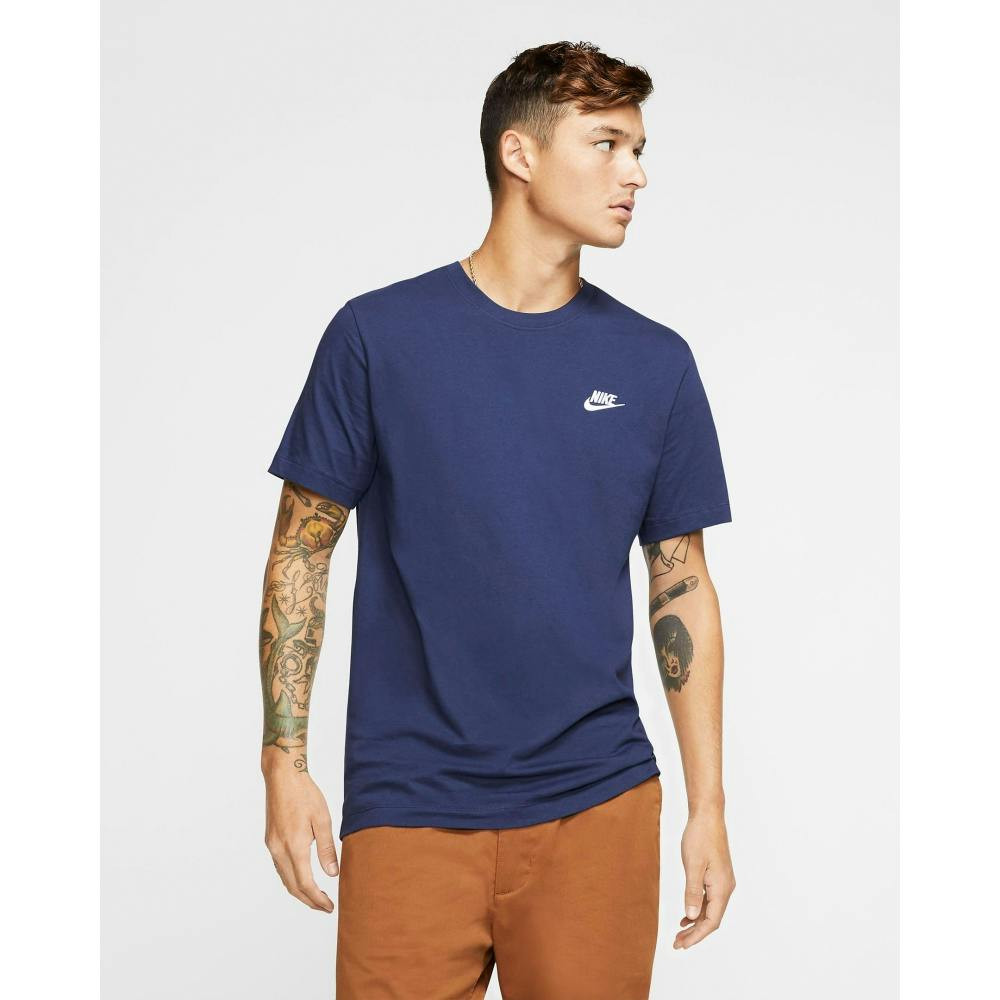 NIKE T-SHIRT NSW CLUB TEE azul/branco