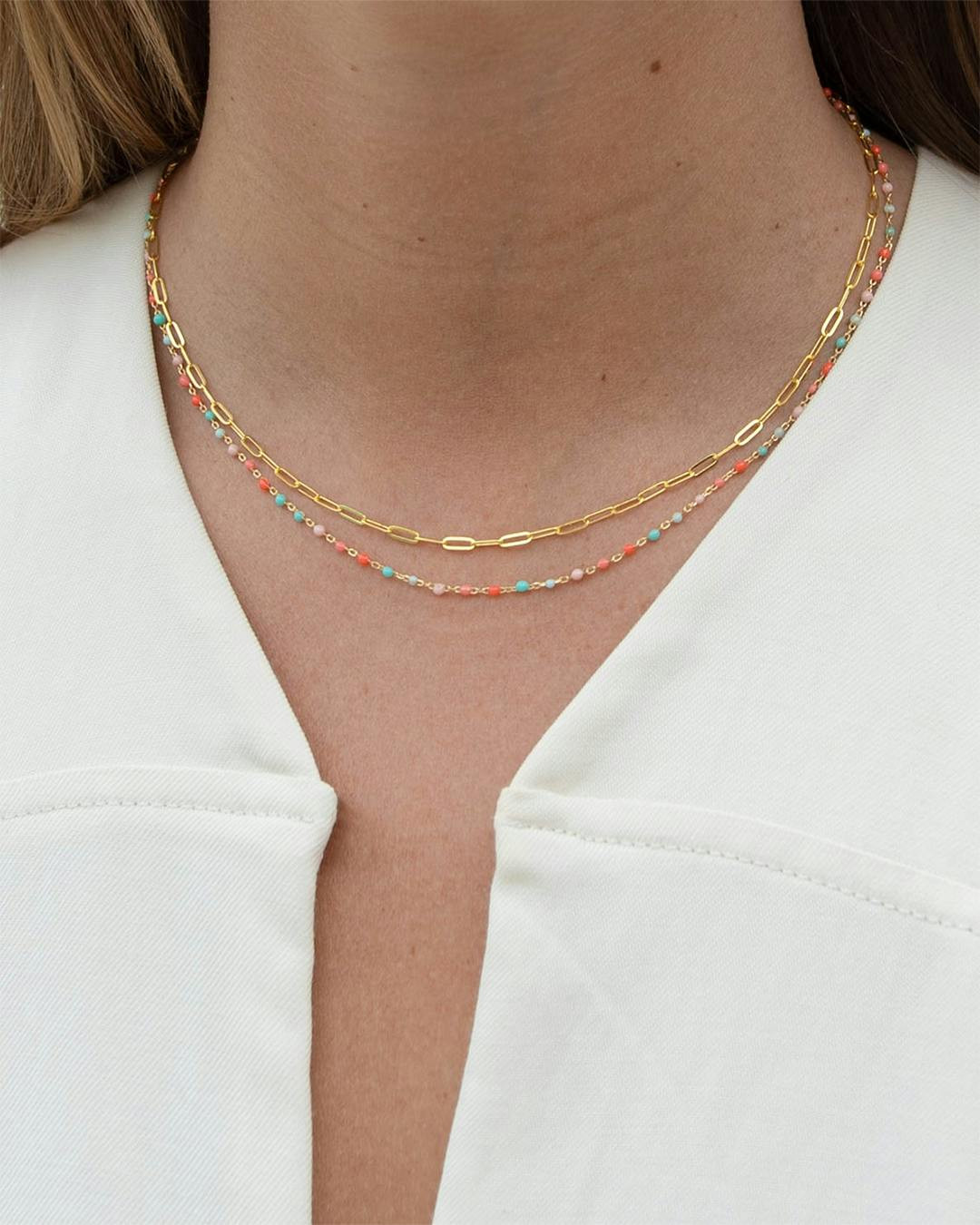 Collar Splash de esferas esmaltadas 925 con baño de oro