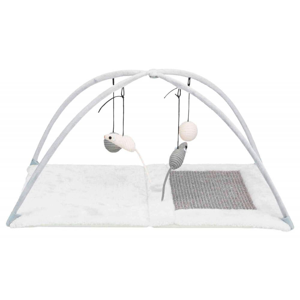 Tapete de rascar y juego de sisal y peluche para gato