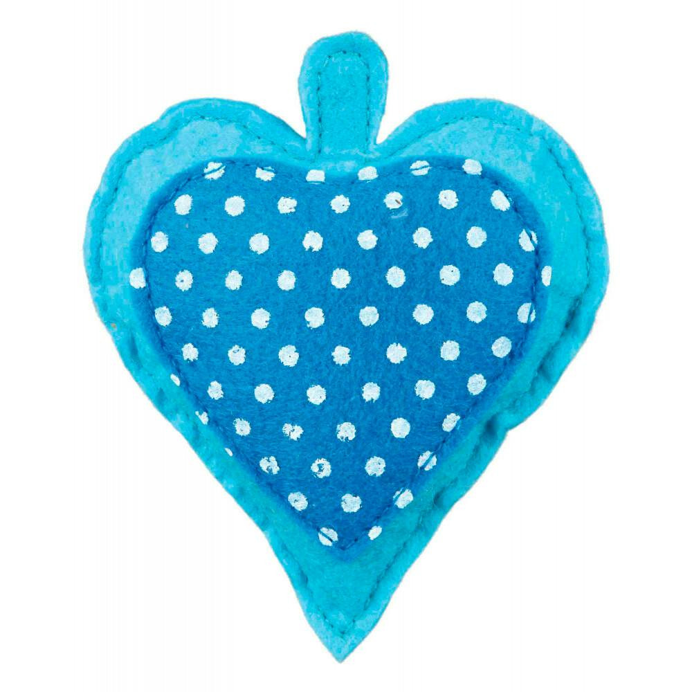 Juguete corazón de tela con valeriana y cascabel 11 cm