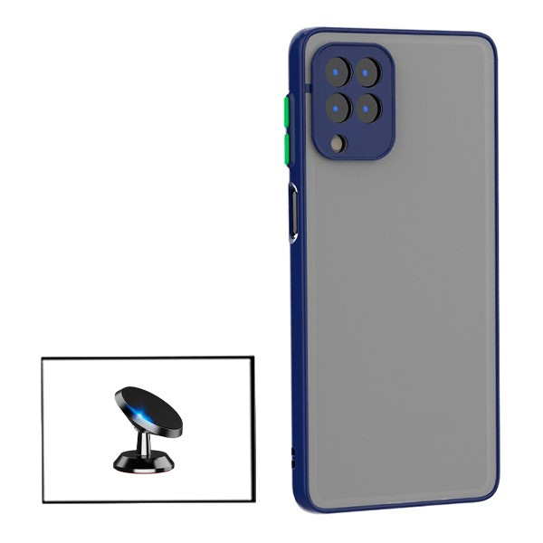 Funda translúcida antichoques para Samsung Galaxy A12 con soporte magnético de coche