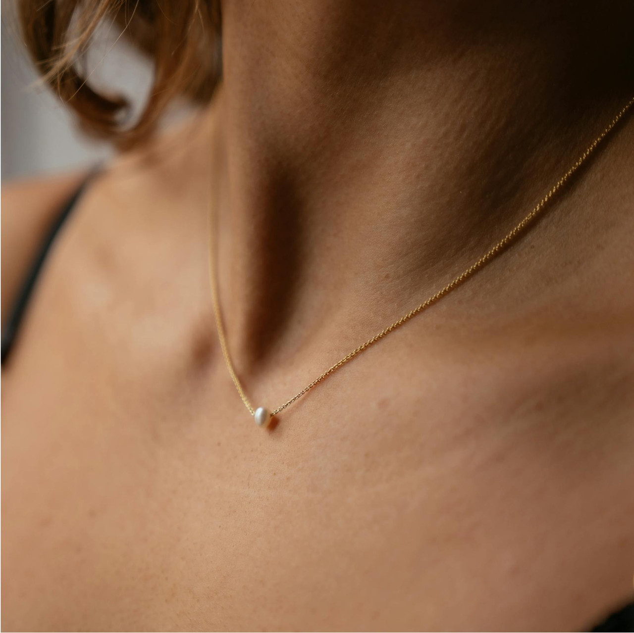 Collar con perla natural en plata bañada