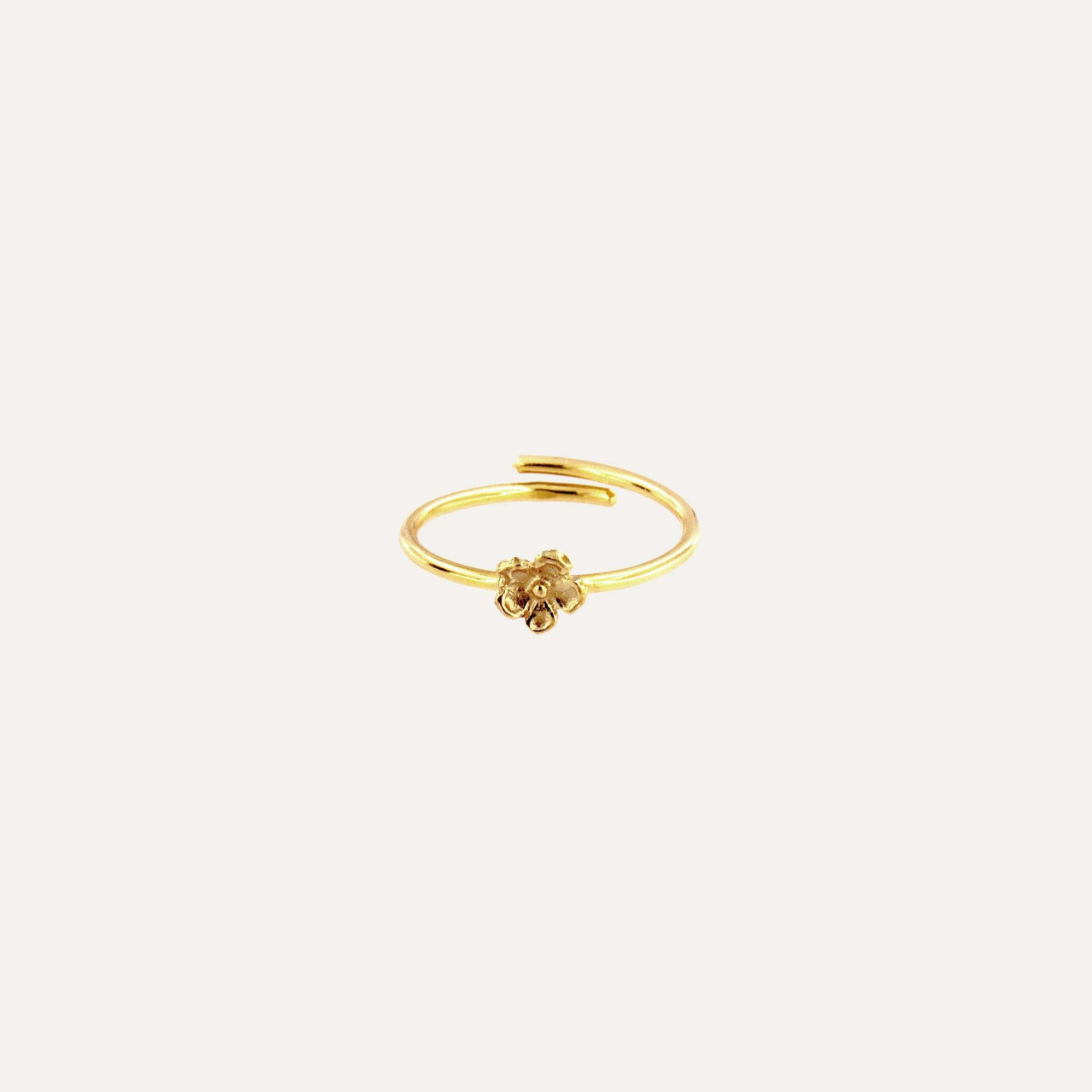 Adjustable flower ring in silver with 18K gold plating